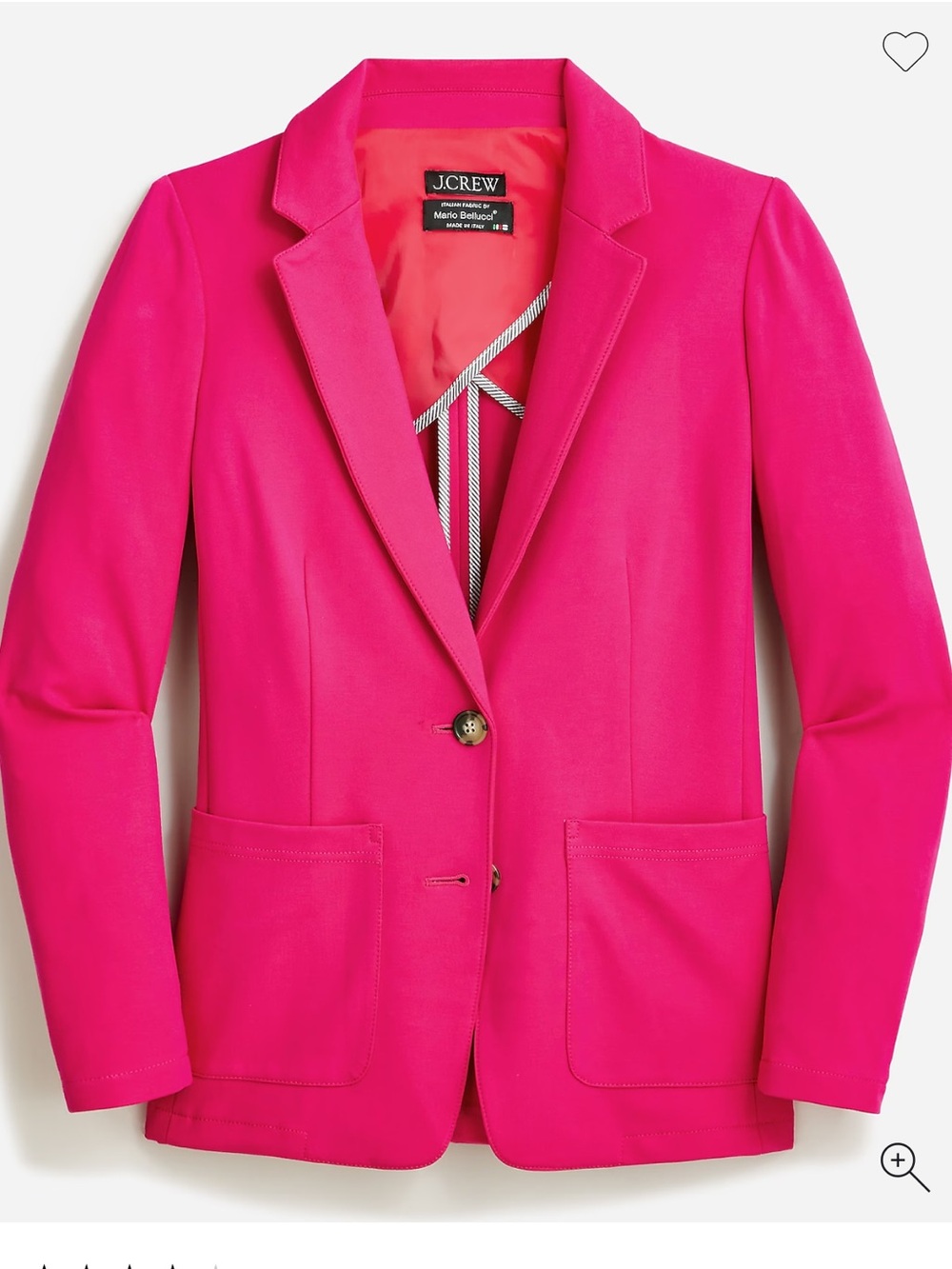 J. Crew Patch Pocket Blazer Italian Ponte Knit 2 Made in Italy Fuchsia Pink